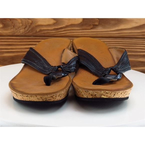 Clarks Size 9 M Women‎ Sandal Flip Flop Black Leather - Picture 2 of 10